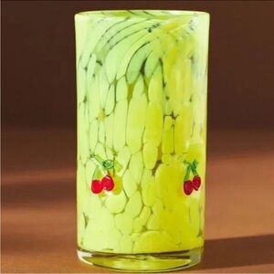 Anthropologie Lacey Highball Cherry Icon Glass